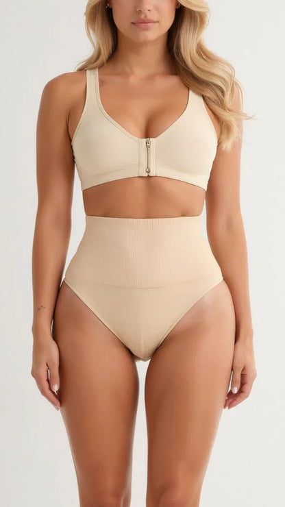 Seamless thong with mid-rise waist