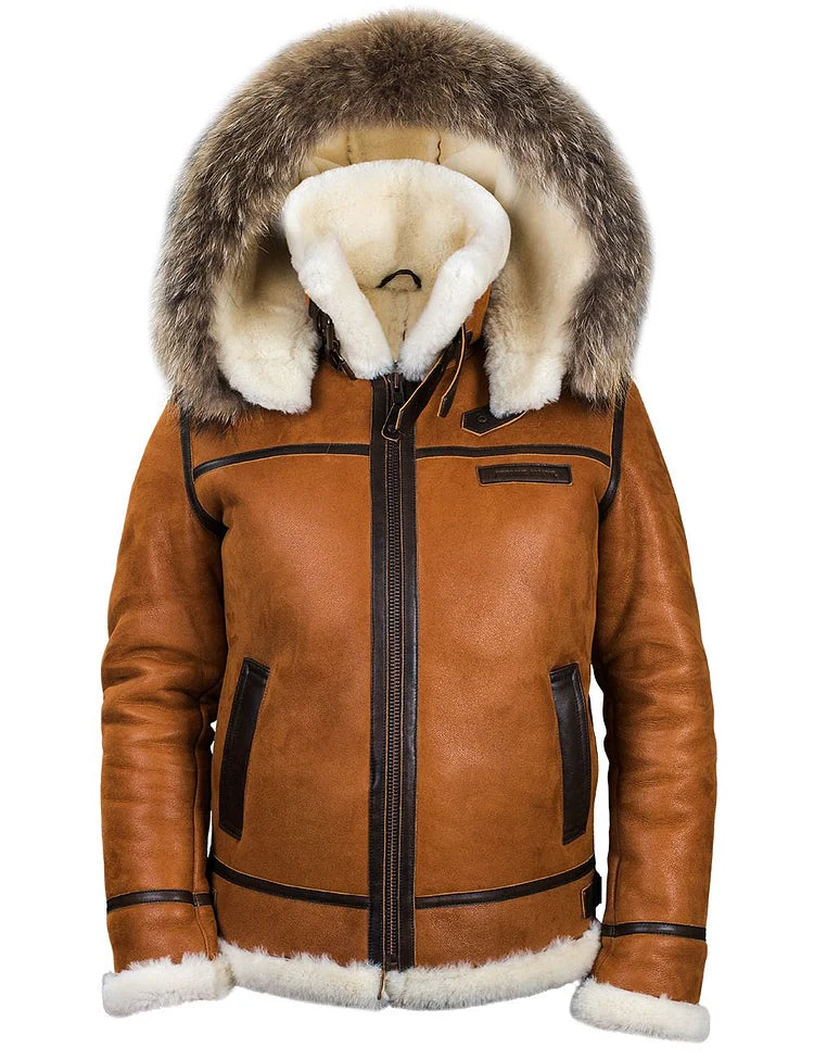 FiloModa | Winter leather jacket with hood