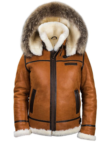 FiloModa | Winter leather jacket with hood