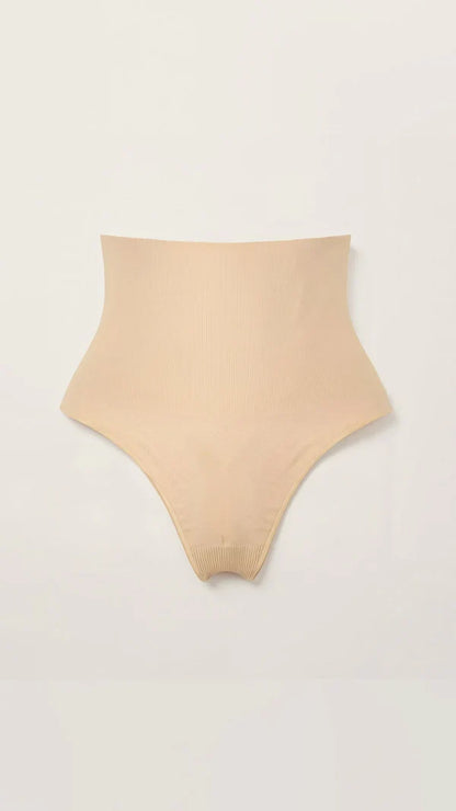 Seamless thong with mid-rise waist