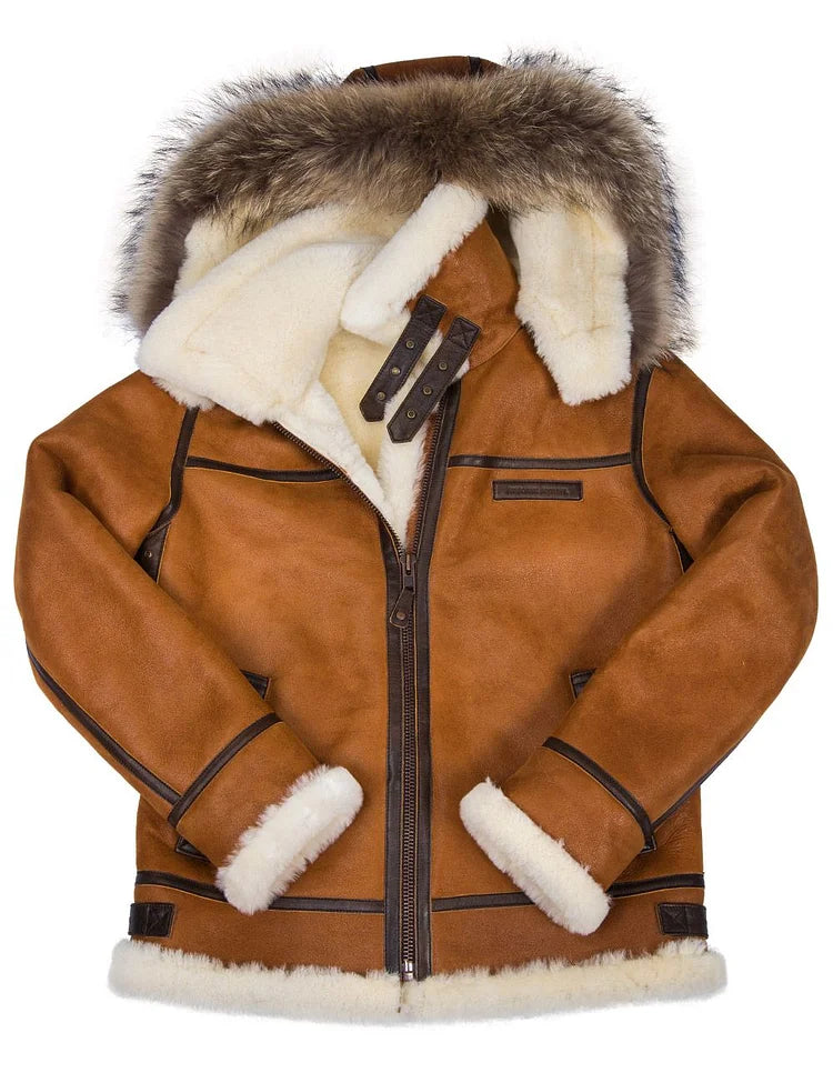 FiloModa | Winter leather jacket with hood