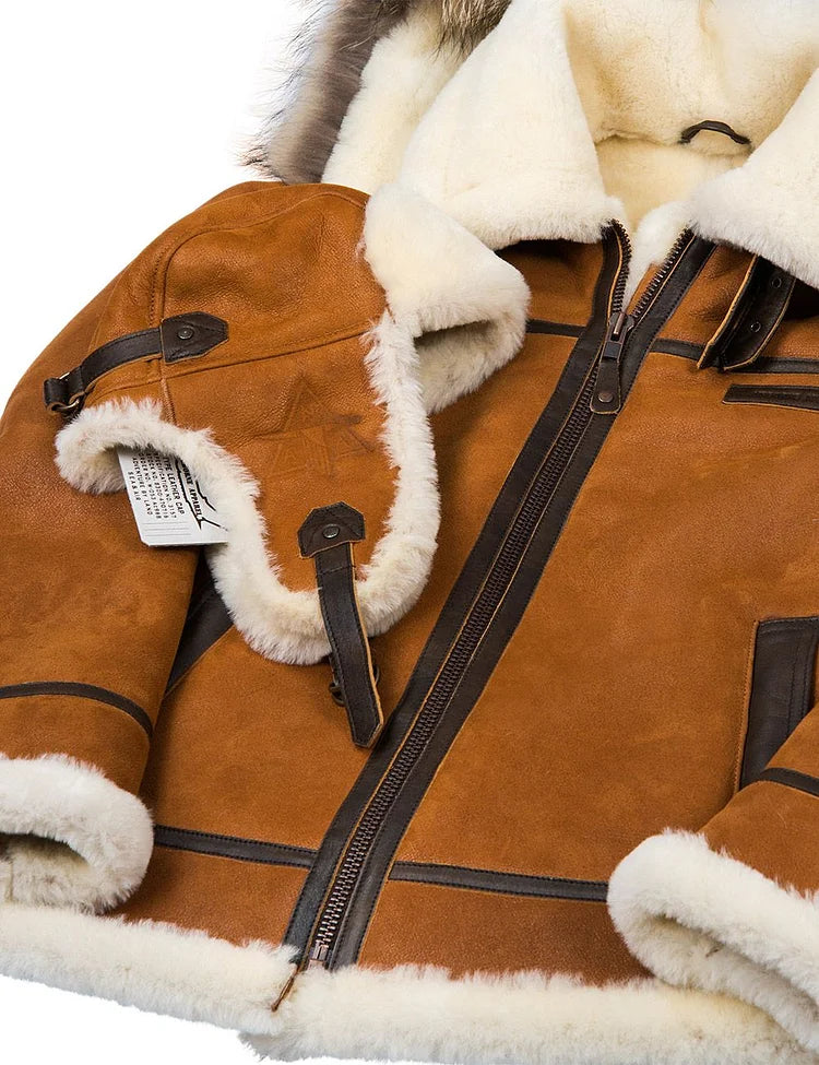 FiloModa | Winter leather jacket with hood