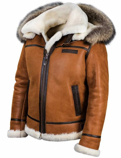 FiloModa | Winter leather jacket with hood