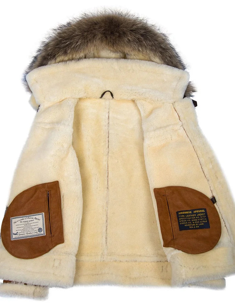 FiloModa | Winter leather jacket with hood
