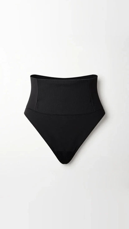 Seamless thong with mid-rise waist